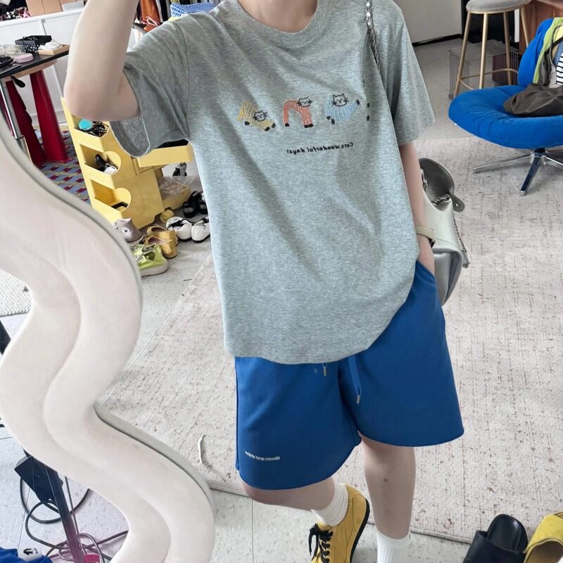 Leilei [Sports Enthusiast] Embroidered Patch on the Hem, Fully Elastic High-Waisted Wide-Leg Shorts