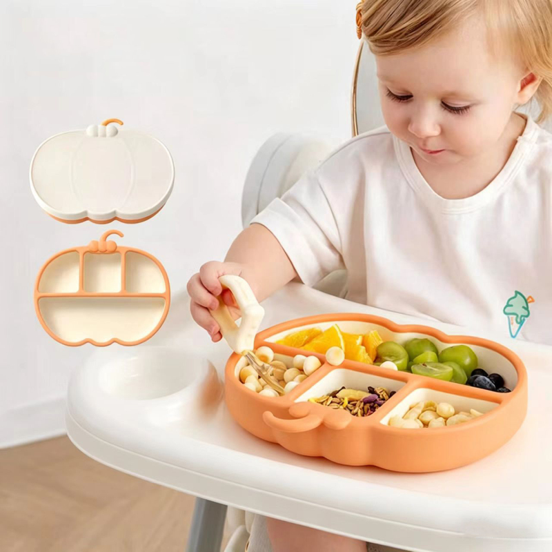 Japanese Quality Baby Plate with Suction Cup, Special Bowl for Independent Eating, Silicone Divided Plate for Infants, Children's Supplementary Food Tableware
