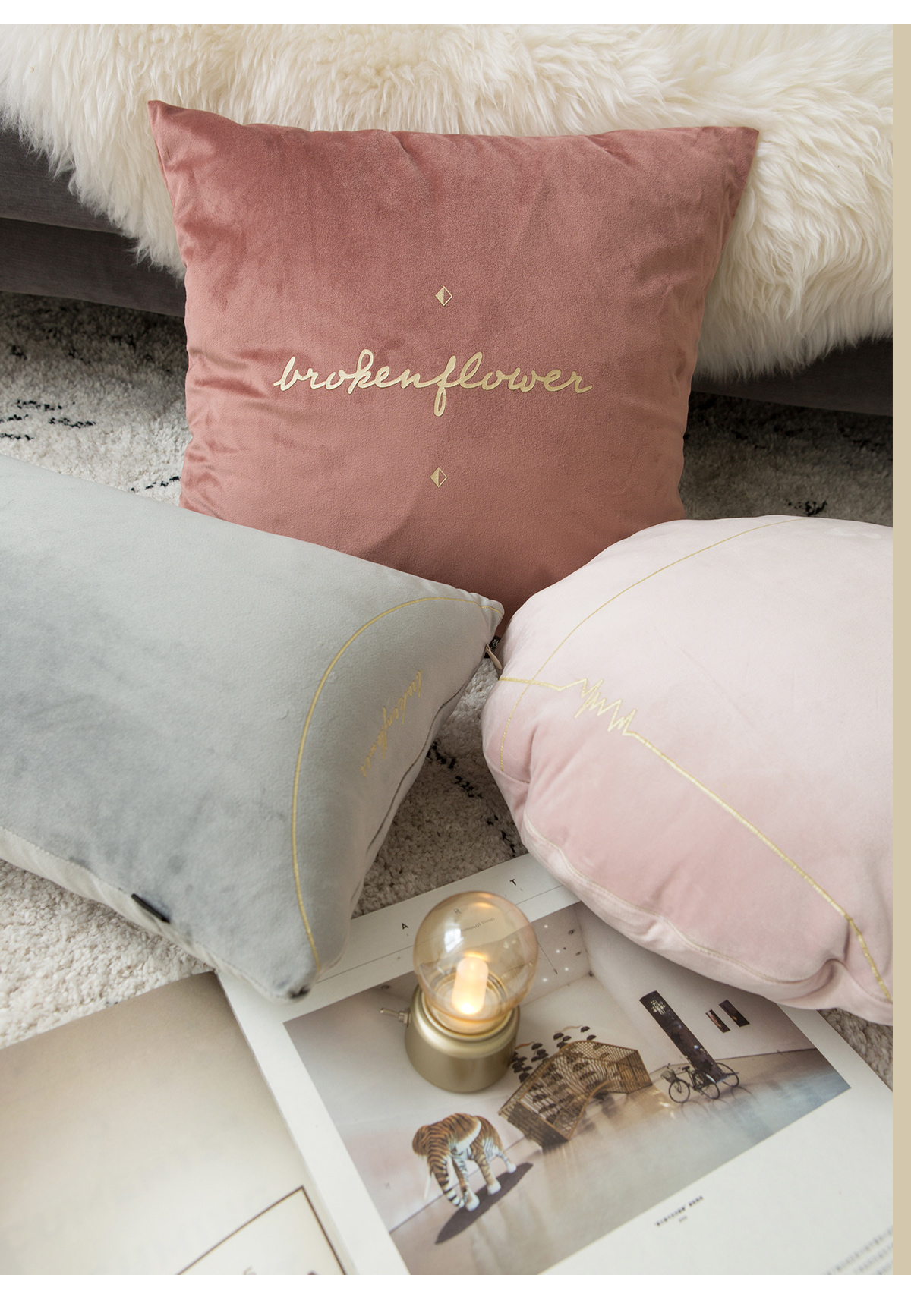 Morandi Bắc Âu đơn giản bronzing gối đệm hộ gia đình đầu giường sofa phòng khách đệm lưng gối Mua gối ngủ văn phòng