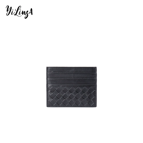 Плетеный ультратонкий картхолдер, маленький кошелек, из натуральной кожи