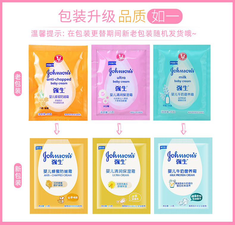 Kem dưỡng da cho bé Johnson & Johnson 25 gram túi * 6 túi dài dưỡng ẩm cho trẻ em nam và nữ khóa nước ẩm chăm sóc da