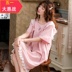 Bộ đồ ngủ nữ mùa hè bông ngắn tay skirtth ngủ mùa hè Hàn Quốc phiên bản dễ thương bông nửa tay áo mang thai lỏng chiếc váy. 