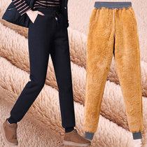 Special thick lamb wool sweatpants women winter plus velvet padded warm pants big size fat MM northeast warm cotton pants