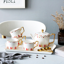 ins English flower tea Afternoon tea Ceramic tea set Creative household European-style coffee set Coffee cup and saucer