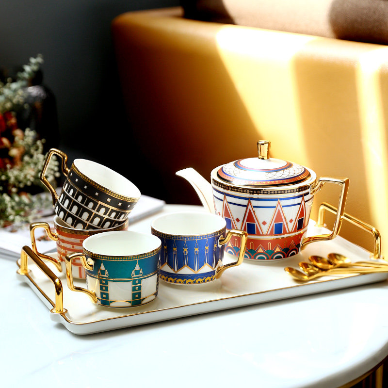 In European style coffee coffee coffee coffee coffee cup set with light luxury tea afternoon tea ceramic tea cup set