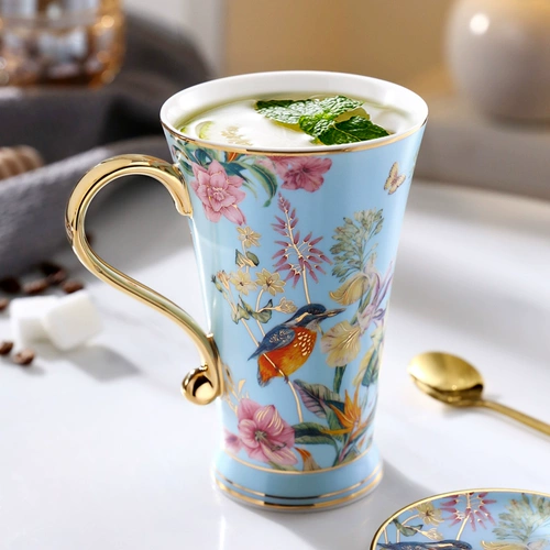 Nosin nuo Xuan In ins пасторальная керамическая чашка с ложкой водной чашки легкая роскошная женская чашка для домашней чашки мужская простота и творчество