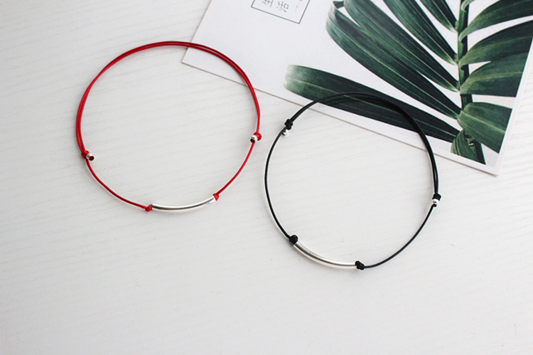 Nhật Bản và Hàn Quốc phiên bản 925 sterling bạc trang sức chuông mặt cười năm nay dây đỏ vòng chân nữ mô hình dệt tay vòng đeo chân nữ bằng vàng