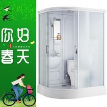 Whole bathroom Household integrated simple shower room Glass bathroom toilet thickened with toilet shower basin