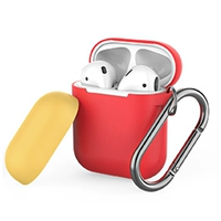 Airpods1/2 [Двойная крышка крюк] красный + желтый