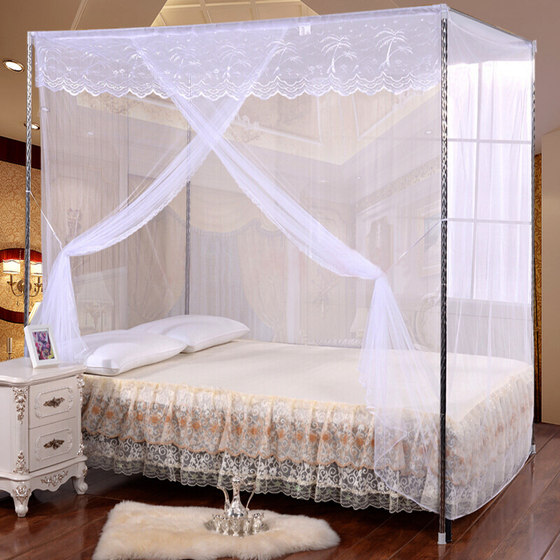 Single-door mosquito net 1.8m 1.2m large bed 2m old-fashioned square top home encryption thick 1m 5 bed pattern tent with bracket