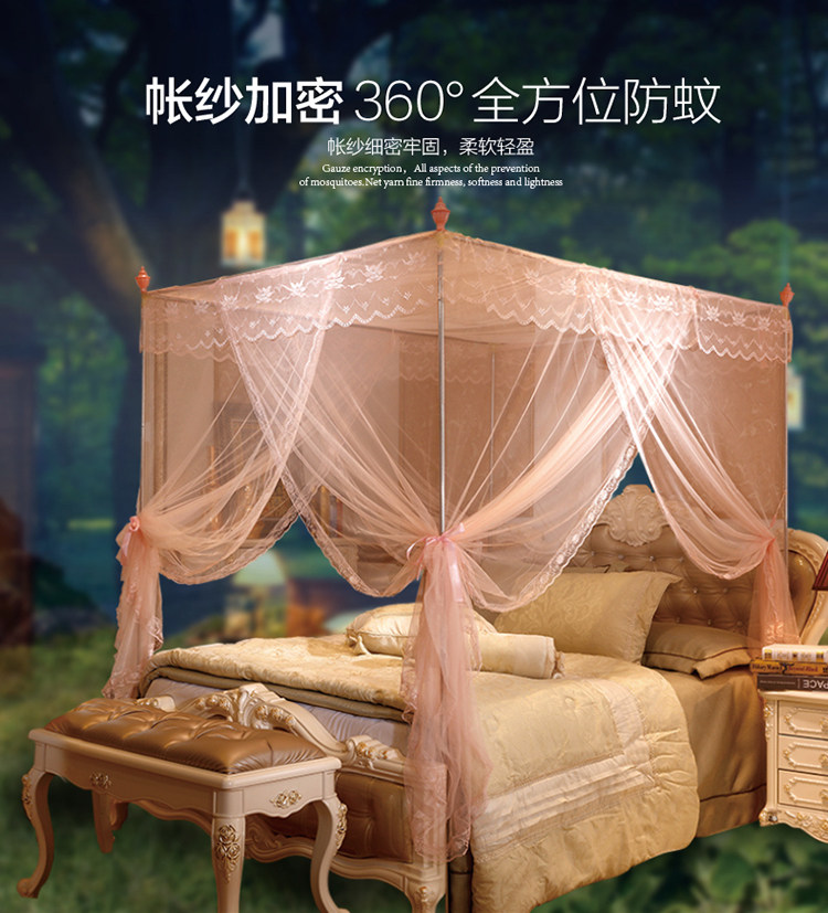 Palace mosquito net three-door single-door 1 8 m 1 5 m bed dust-proof top floor with bracket double 1 2m household pattern