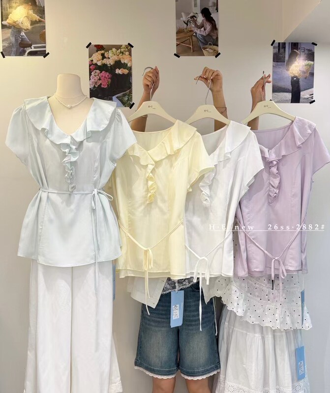 Plus-Size Women's Clothing 2026 Summer New He Brand Short-Sleeve Shirt Korean Style Slimming Versatile Top Base Shirt