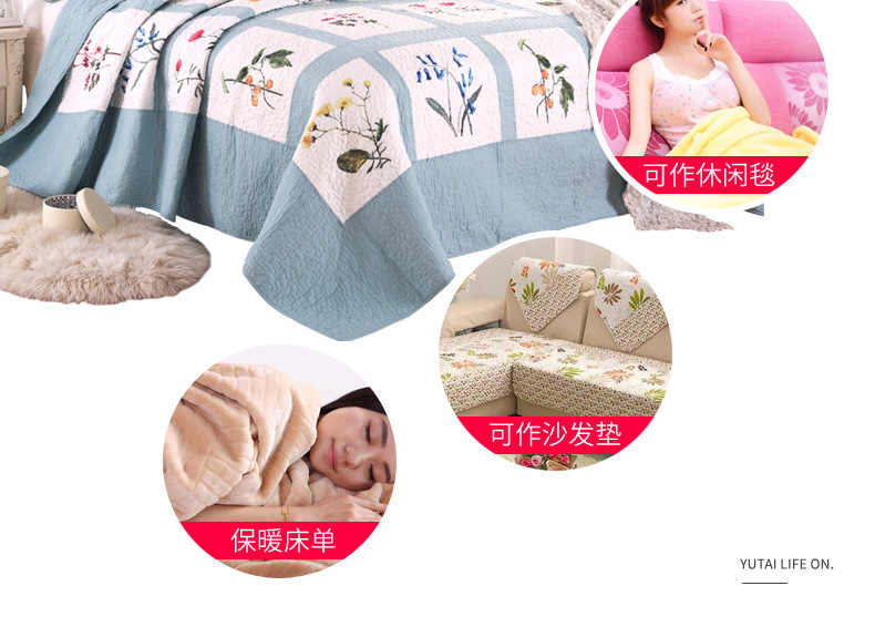 Chăn bông Mỹ giặt chăn bông một mảnh trải giường phiên bản Hàn Quốc ba bộ bông dày châu Âu gấp đôi mùa đông drap giường hàn quốc