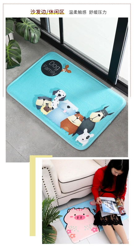 Cartoon lợn mat đỏ cửa mat trượt toilet cửa phòng ngủ mat con nhà vệ sinh thảm phòng tắm thấm - Thảm sàn thảm nhựa