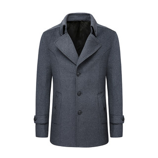 Seven Brands Winter Men's Coat with Suit Collar, Business Mid-Length Casual Men's Woolen Coat 6890