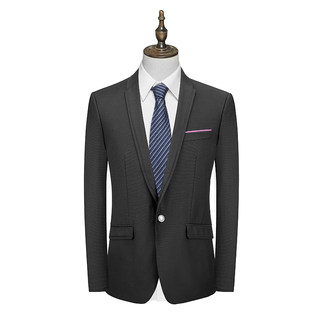 Niaojia Tailored Black Patterned Suit for Men, Slim Fit, Fashionable Business One-Button Notch Lapel Wool Suit 91104