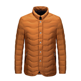 Niaojia Men's Winter Orange Stand Collar Solid Color Jacket White Duck down Loose Sleeve down Jacket Casual Top 94053