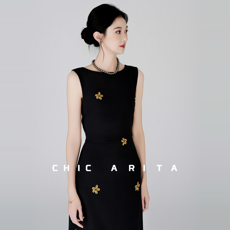 Chic Arita Double-Layer 6A Grade Mulberry Silk Dress 28mm Heavy Crepe Silk Slimming Long Dress for Women with Print