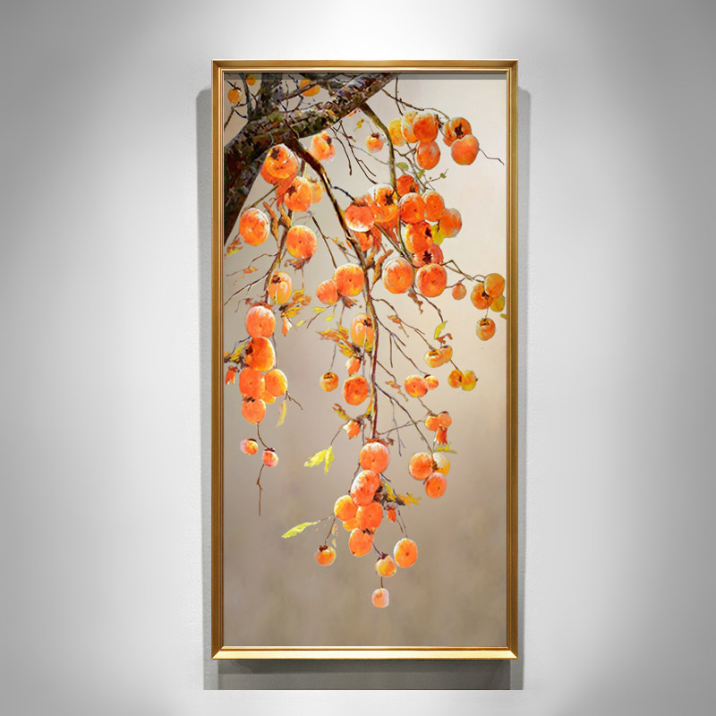 Event Ruyi Tomato Painting New Chinese Style Entrance Xuanguan Decorative Painting is facing the door hand-painted oil painting Light Extravagant Living Room Hanging Painting-Taobao
