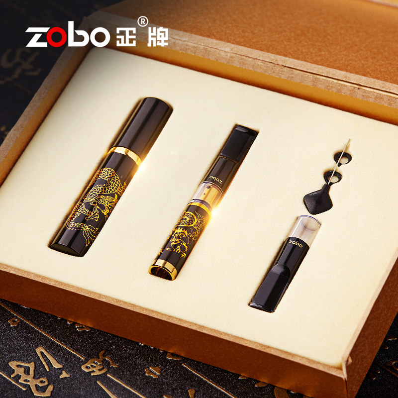 Zobo genuine dragon pattern cigarette holder circulating tie-rod cigarette holder filter can clean double microporous filter cigarette set