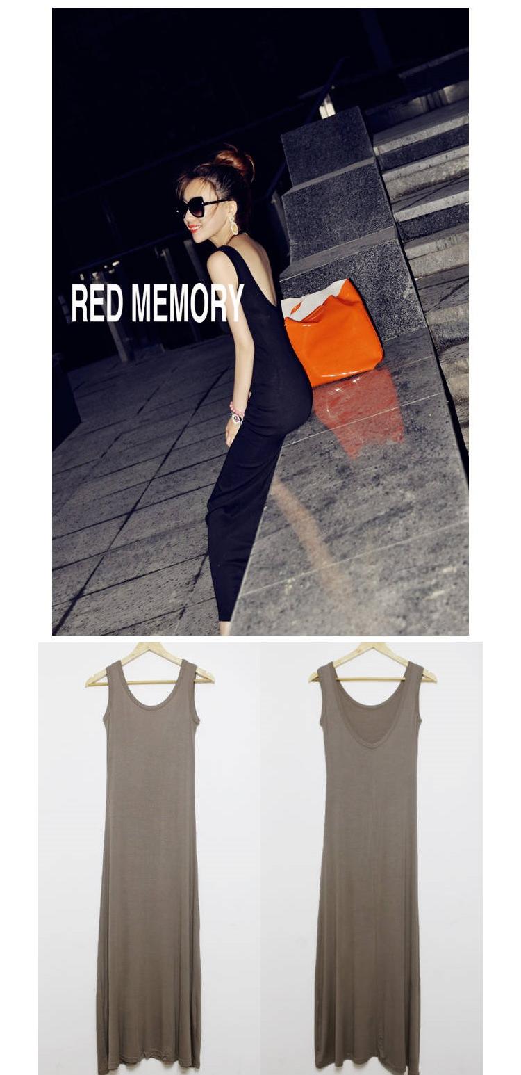 Phong cách châu Âu và Mỹ mùa hè của phụ nữ modal cotton backless váy gợi cảm tự tu túi hip vest dài váy cỡ lớn mã nhỏ - Váy dài đầm dài đẹp