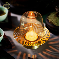 Festive Moon Candle Terrace New Chinese Pure Brass Pendulum for Buddha Lanterns Lotus Zen glass retro candle Home Decoration