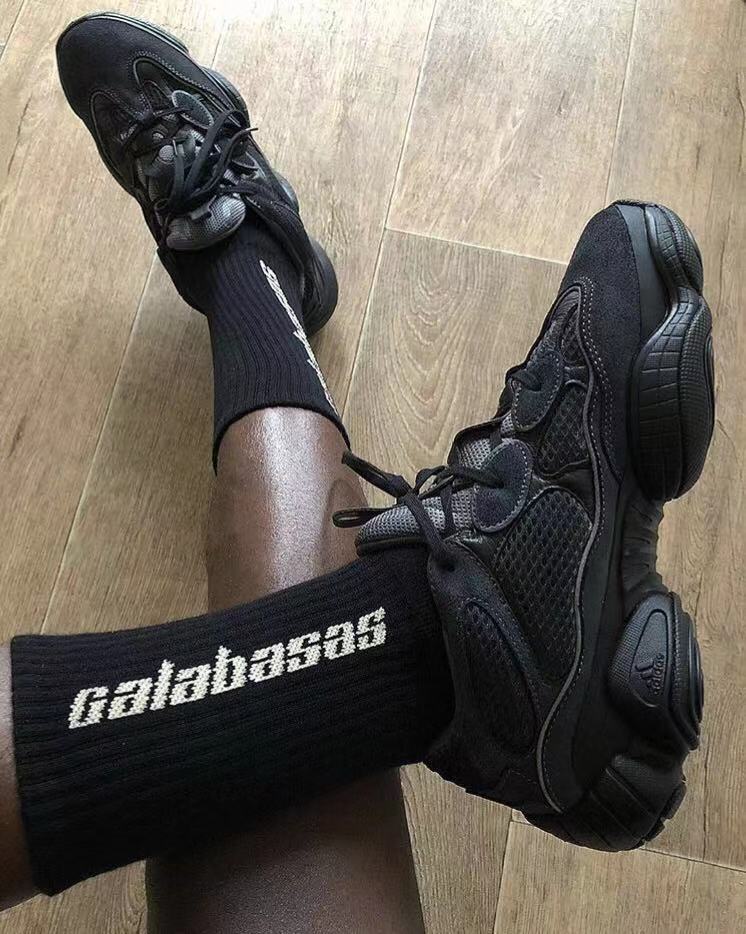 YEEZY ống dừa đa năng thoáng khí cotton ông nội với các chữ cái ván trượt hip hop thể thao giải trí vớ thủy triều - Vớ thể thao tất thể thao nữ cổ cao