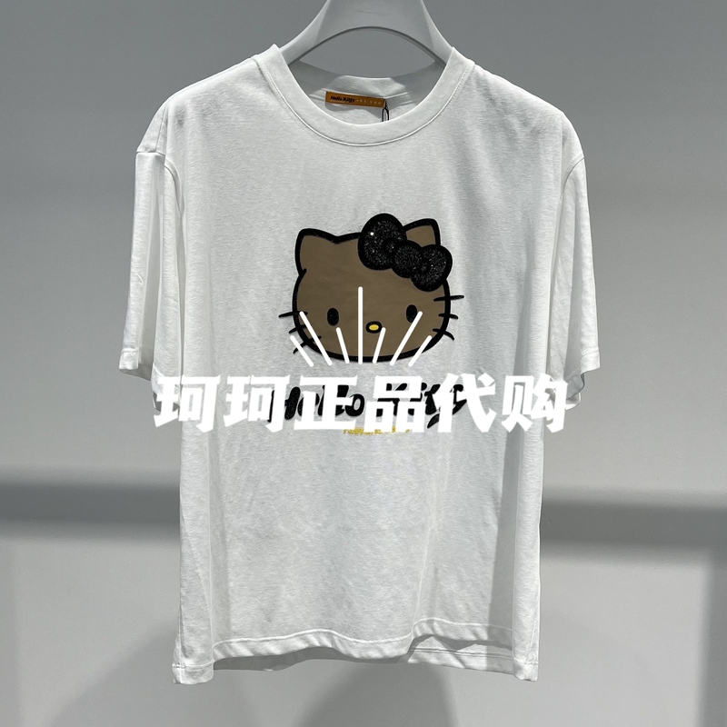 Rk31001038 Original 899 Store Genuine Product 2026 Summer Hello Kitty Holiday Style White Loose T-Shirt