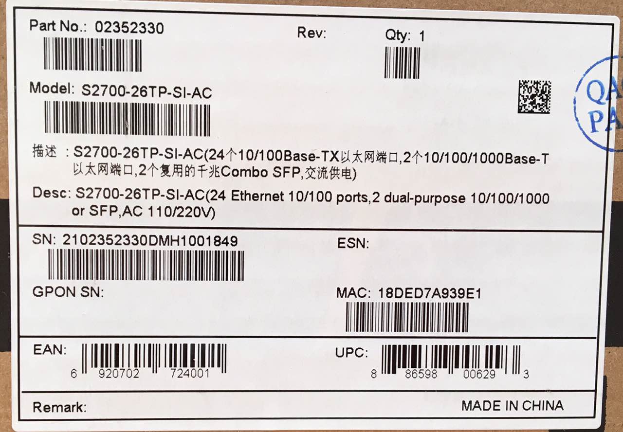 Huawei S2700-26TP-SI-AC Layer 2 Network Management 24 Switches