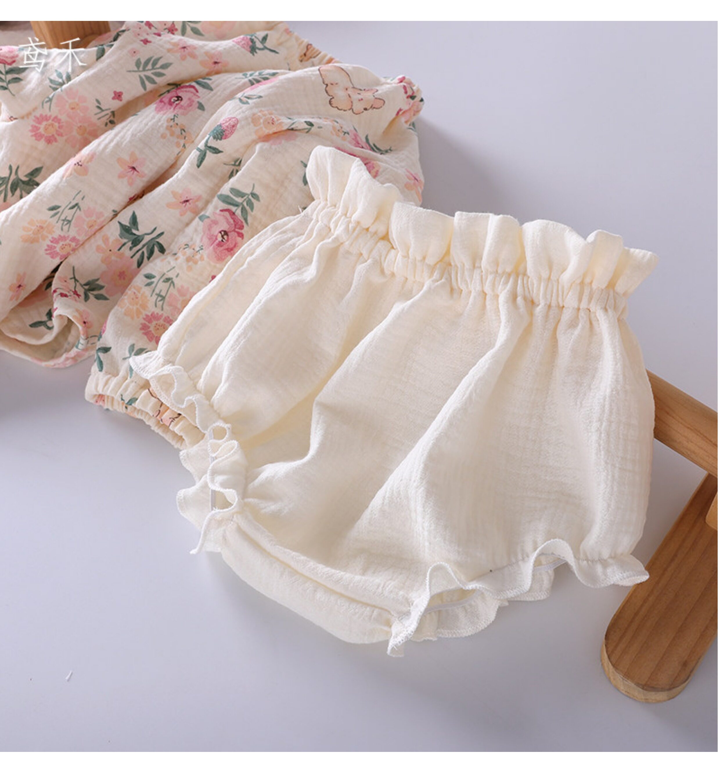 Pp Baby Summer Pure Cotton Thin Beige Base Shorts — 3