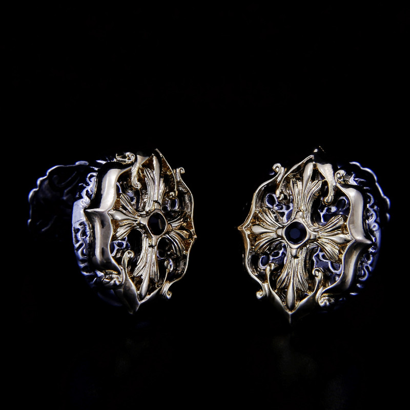 Men's Cufflinks, French Cufflinks, Shirt Cuff Pins, Men's Cuff Buttons, Business Casual, Vintage, Platinum-Plated Leonida