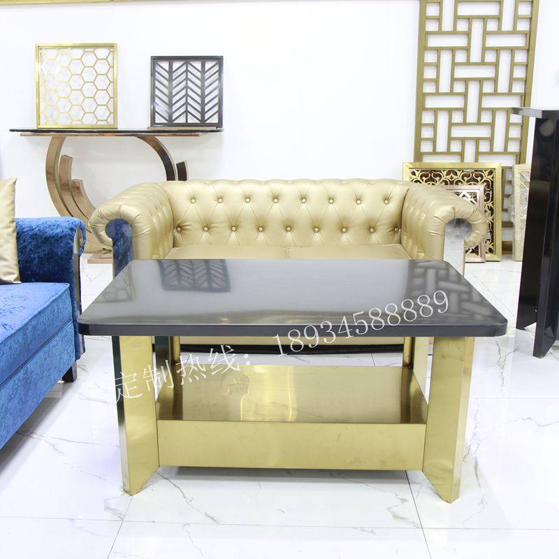 New stainless steel black titanium KTV tea bar table and chair combination slow rock bar club tables customized