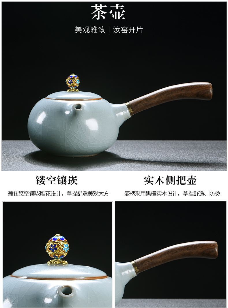 Your up authentic kung fu tea set suit household ice crack glaze contracted Japanese - style open piece of pottery and porcelain tea pot lid bowl of tea cups