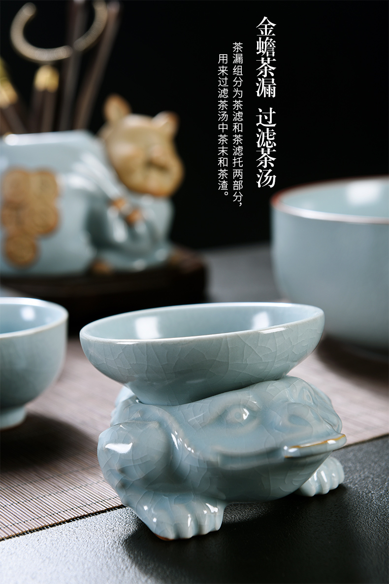 Your up authentic kung fu tea set suit household ice crack glaze contracted Japanese - style open piece of pottery and porcelain tea pot lid bowl of tea cups