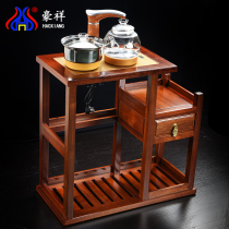 Haoxiang Huali solid wood Mobile tea car complete set of tea set tea tray set induction cooker balcony small tea table tea cabinet