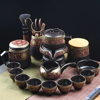 Черный глазурованный красный выставка цветок Lazy Tea Set 8 стаканов+чайная банка+чайная церемония+личная чашка+панцилиндер