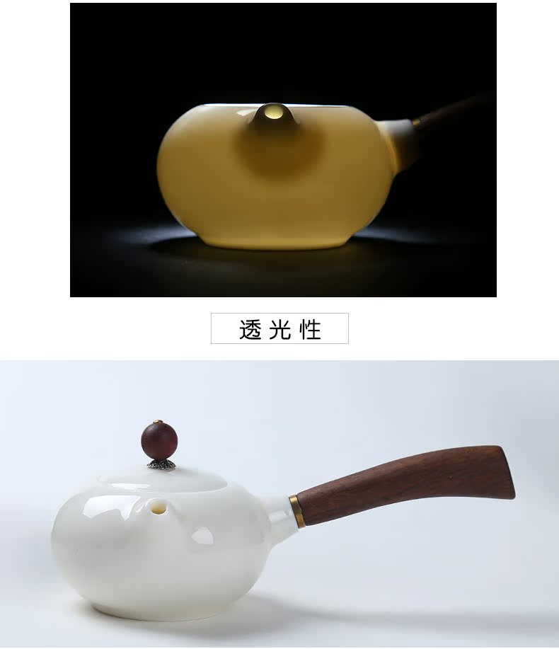 Howe auspicious dehua white porcelain ceramic filter single pot teapot kung fu tea set jade porcelain teapot household xi shi pot