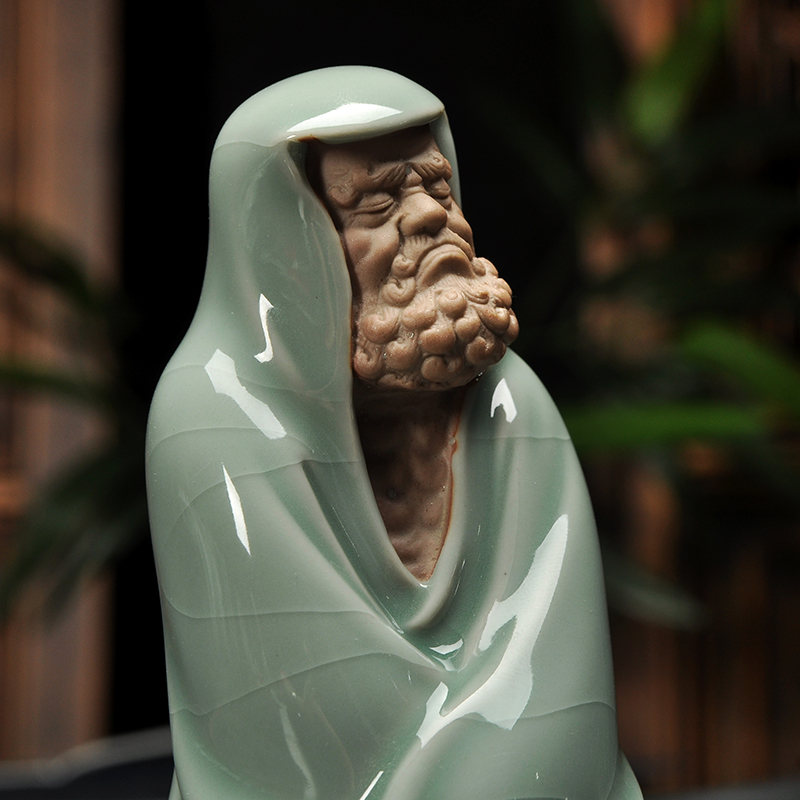 Tea house auspicious elder brother up pet dharma guanyin open piece of elder brother up with ceramic Tea set Tea play pet mattress in a small place