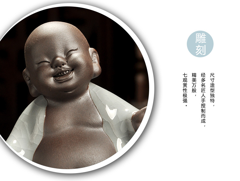 Howe auspicious fine young monk purple sand tea pet figure of Buddha up your up pet manually tea elder brother play tea tea accessories