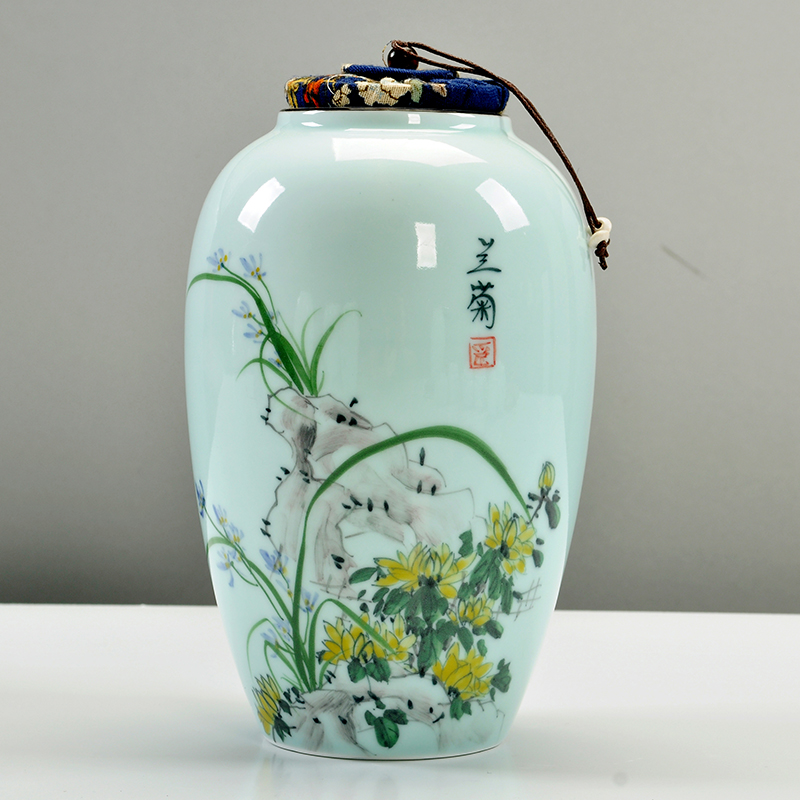 Hao auspicious celadon hand - made ceramic pu 'er tea pot pot seal to do spend, hand - made caddy fixings