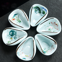 Haoxiang hand-painted celadon kung fu tea set accessories tea ceremony tea tea spoon tea tea spoon ceramic tea Lotus