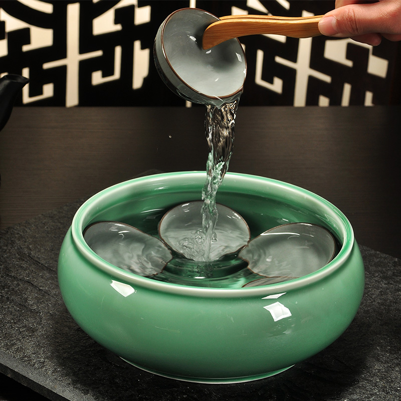 Howe auspicious tea celadon ceramic tea by hand wash to large writing brush washer wash cup kung fu tea tea accessories