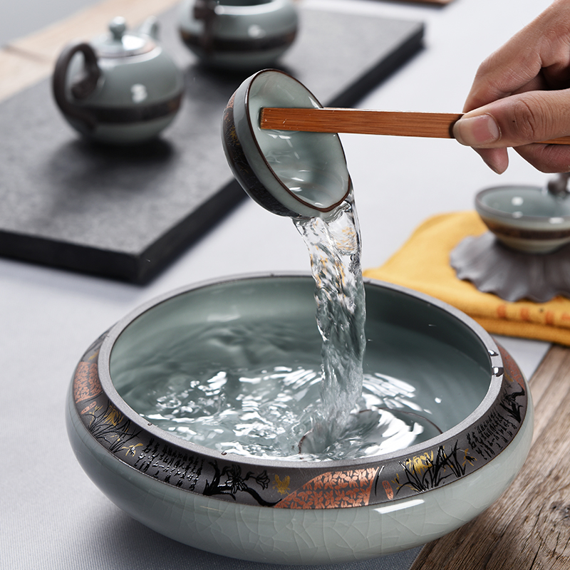 Howe auspicious ceramic tea set elder brother up of a complete set of kung fu tea set kit home open a piece of ice to crack ceramic set set of gift boxes