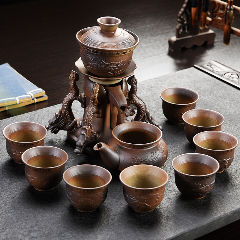 Howe auspicious stone mill creative teapot cup half full automatic lazy people make tea ware ceramic kung fu tea set