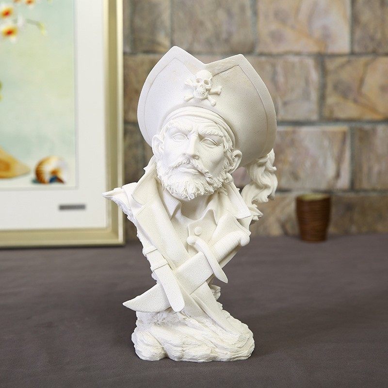 Pirate Gypsum Avatar Fine Art Teaching Aids Sketching figure models portrait static sculptures Sculptures Decoration Pendulum figurines