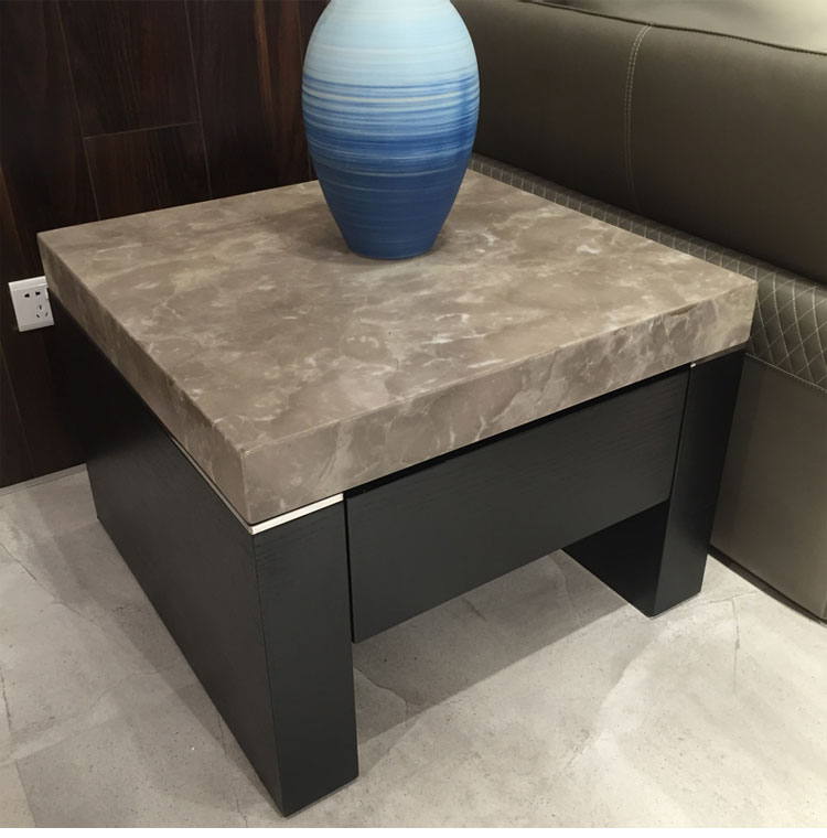 Travertine tự nhiên tủ TV bàn cà phê kết hợp Persia xám đá cẩm thạch khả năng mở rộng tủ gỗ sồi đen hiện đại nhỏ gọn 1198 - Buồng tủ quần áo nhỏ