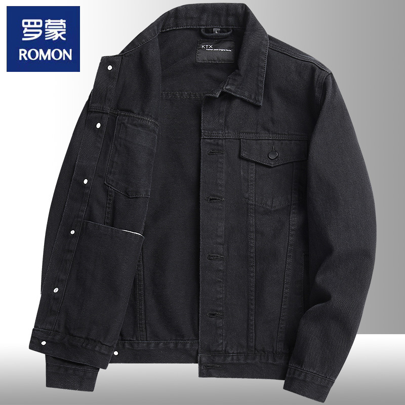 Romon Genuine Spring and Autumn Denim Jacket Men's Fashion Casual Workwear Denim Jacket Short Lapel Denim Jacket