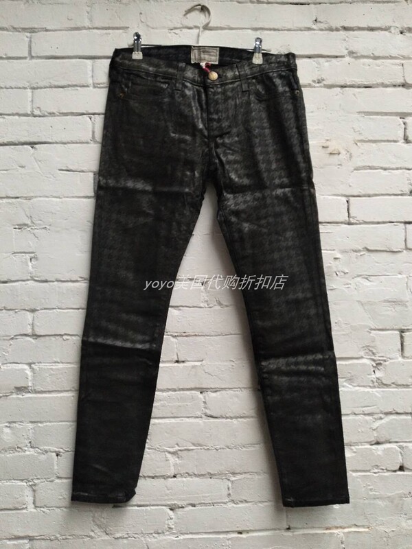 American Current Elliott Houndstooth Coated Stylish and Handsome Skinny Pencil Jeans