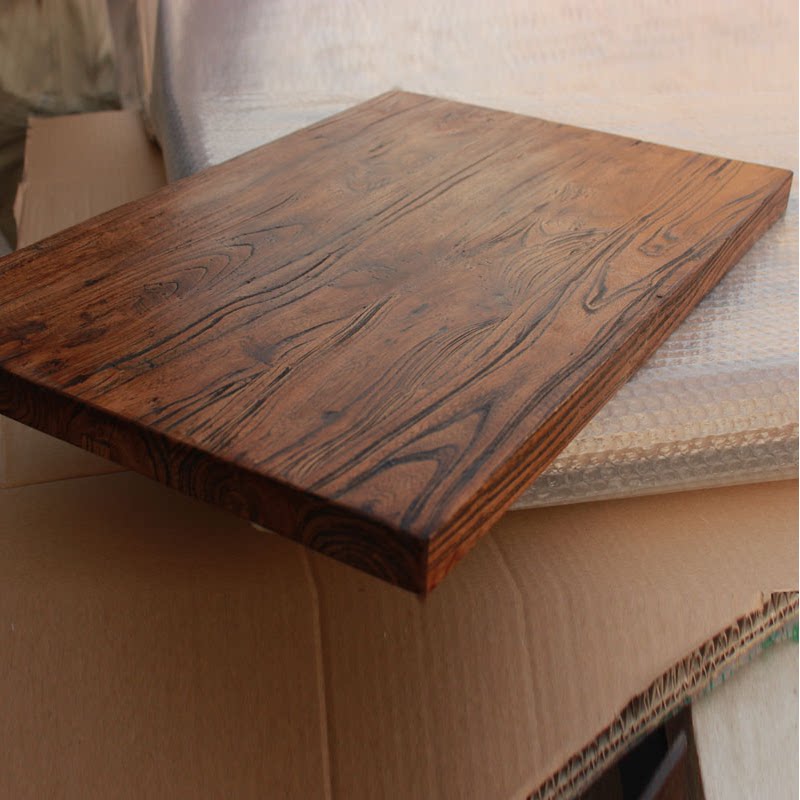 Old elm plank bay window bar counter panel solid wood tabletop logs custom-made dining table countertop plank bar countertop customization