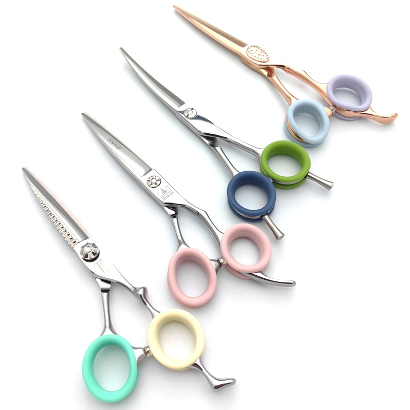 Hairdressing Scissors Soft Finger Ring Imported Silicone Pet Grooming Scissors Finger Ring Set Morandi Macaron Color Non-Slip